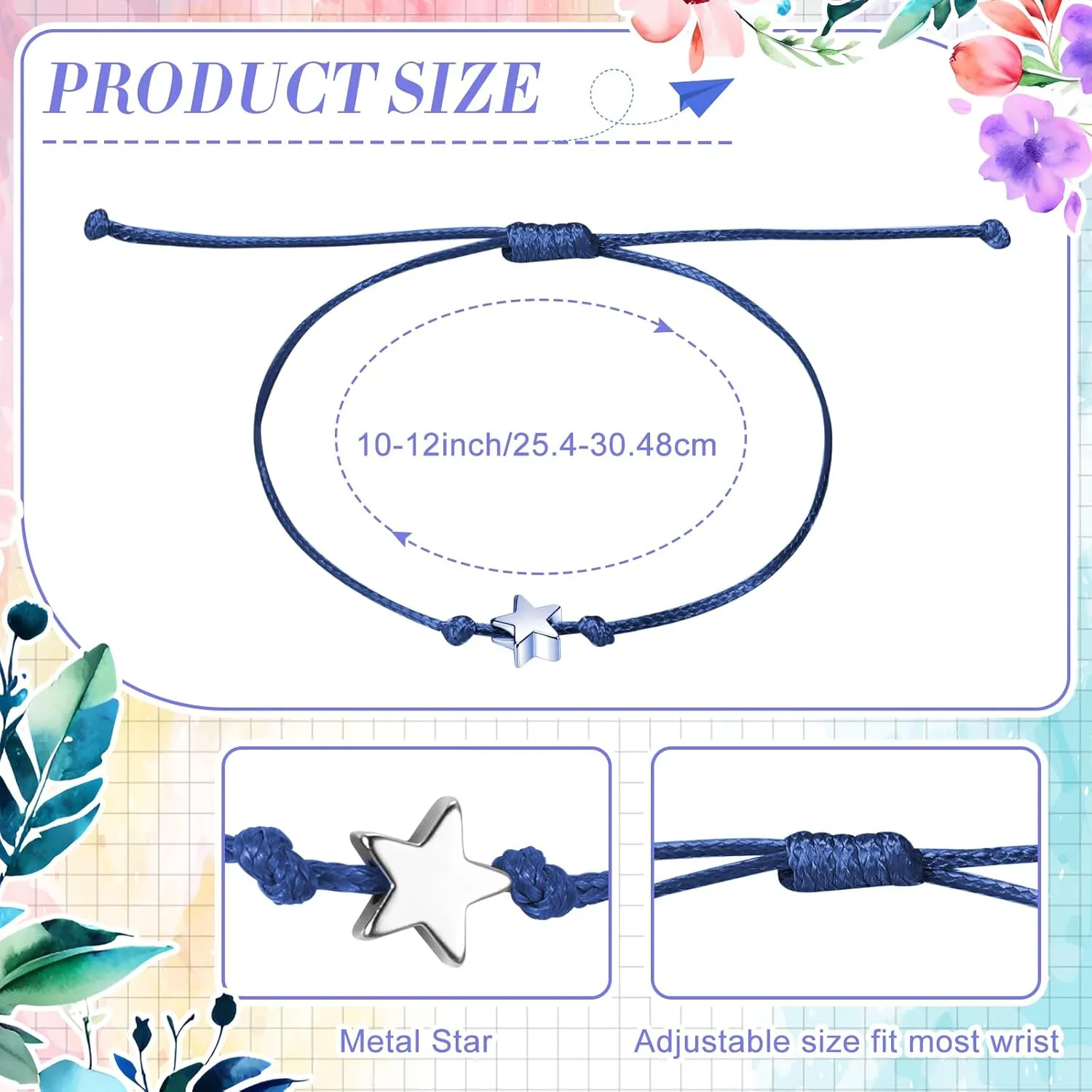 12 Pcs Star Friendship Bracelet with Make a Wish Card Teamwork Bracelets Employee Appreciation Gifts Adjustable
