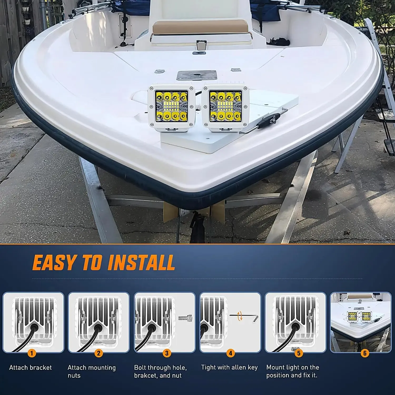 3 Inch 42W Spot Flood Combo White Case Led Work Lights (Pair)