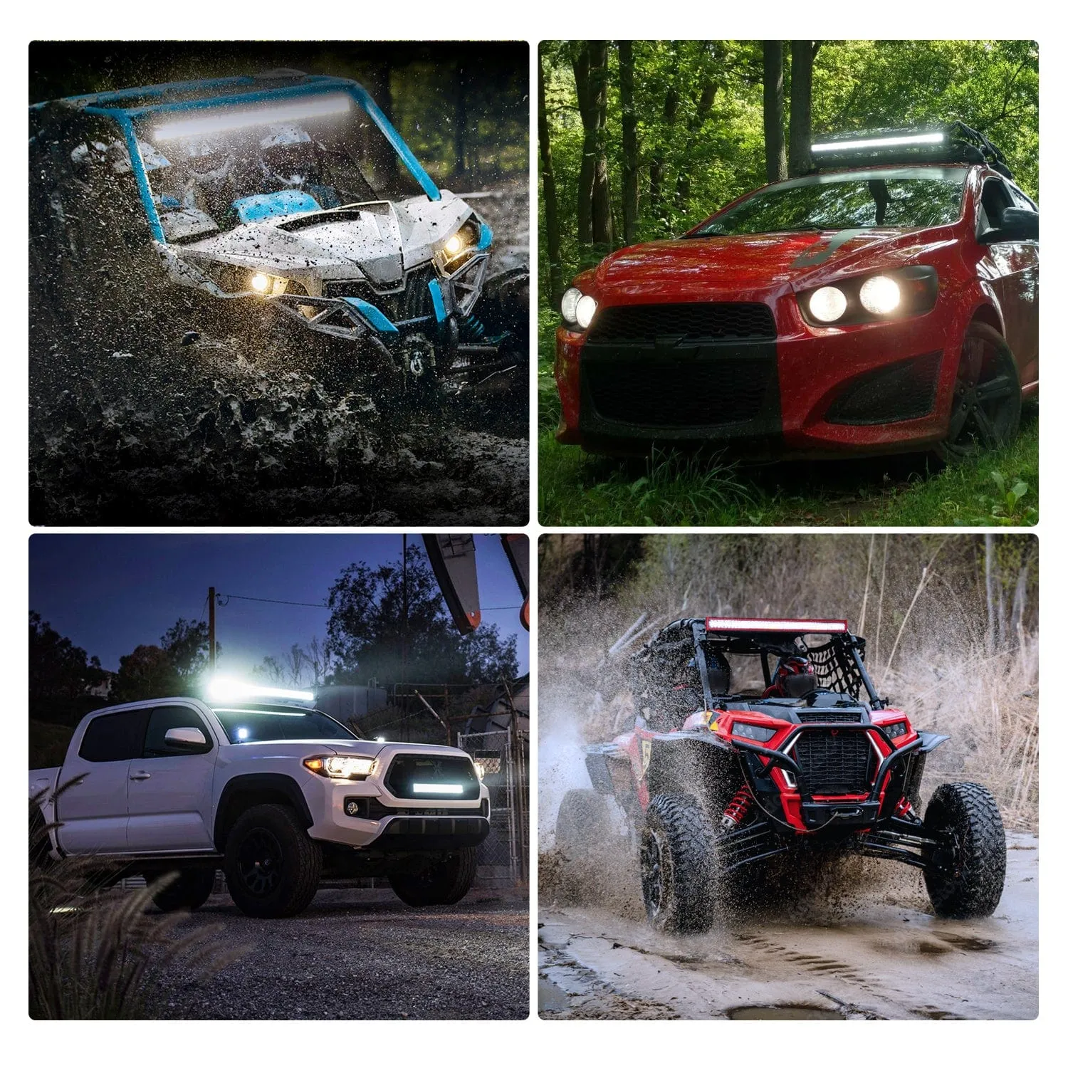 50 Inch Triple Row Red Shell Spot Flood Led Light Bar | 12AWG Wire 5Pin Switch