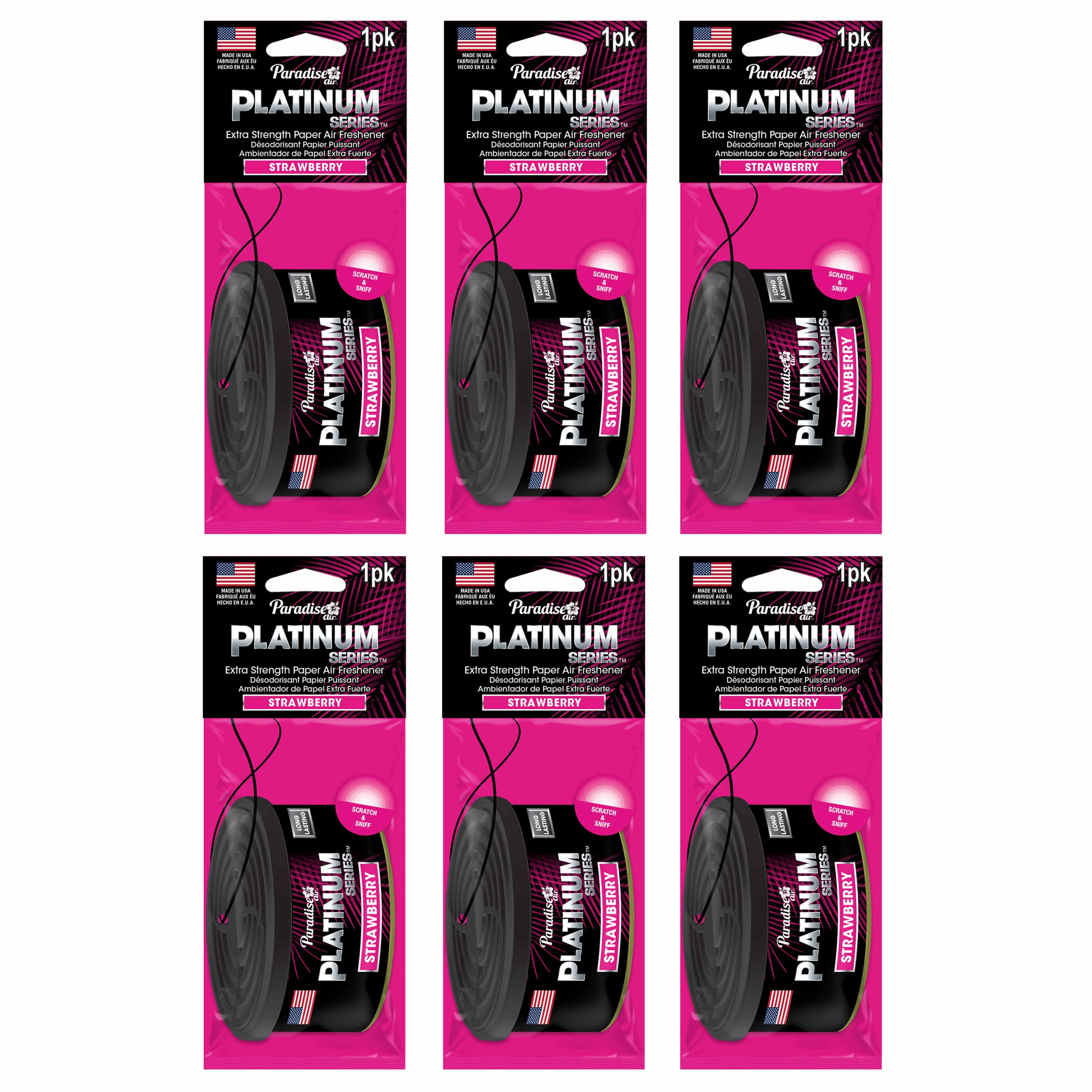 6 Paradise Platinum Air Freshener Hanging Car Aroma Fragrance Scent Strawberry