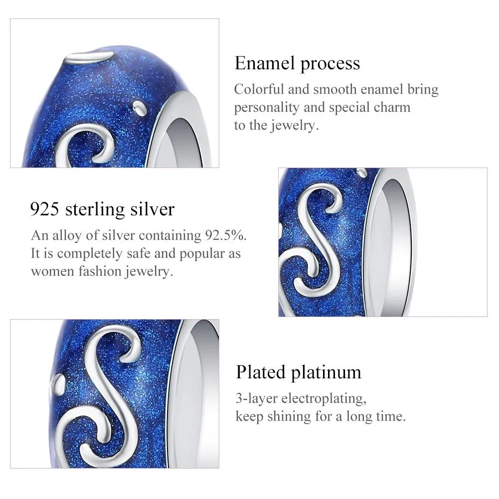 925 Sterling Silver Blue Star Beaded Bracelet Charms
