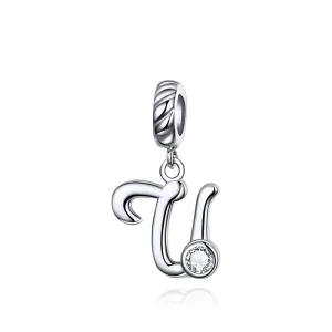 925 Sterling Silver Personalized Letter Pendant For Diy Bracelets & Necklaces Style - U