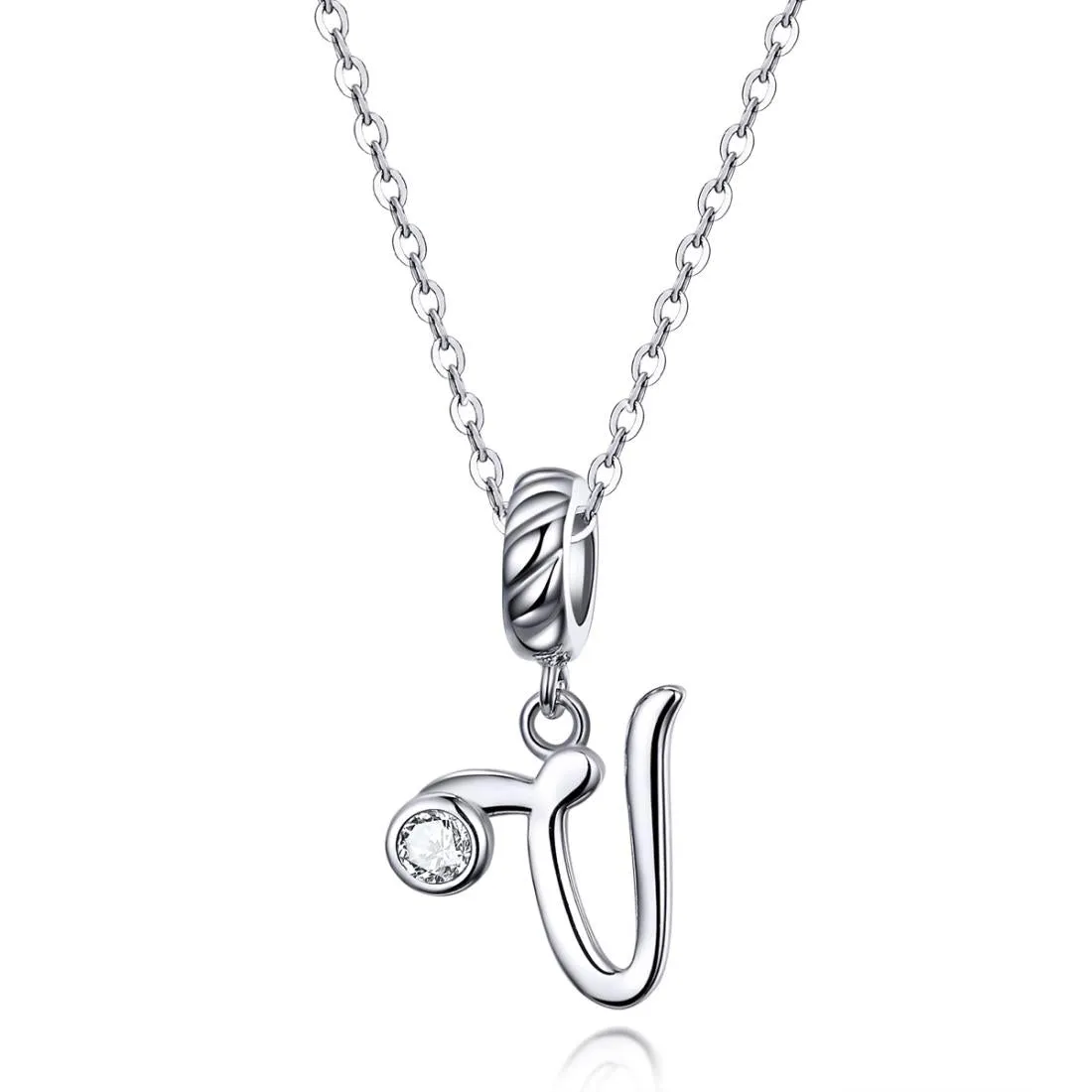 925 Sterling Silver Personalized Letter Pendant For Diy Bracelets & Necklaces Style - V