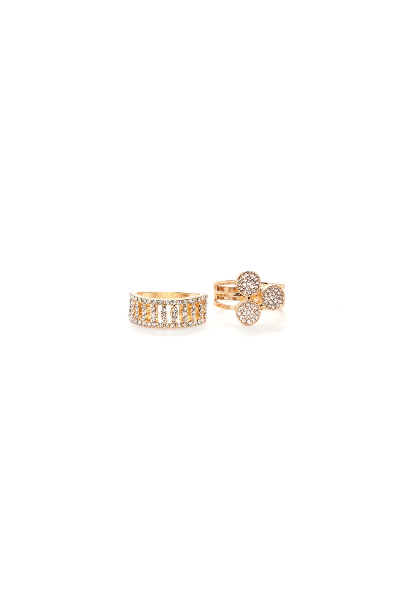 Always Dreaming Rhinestone Ring Set - Gold