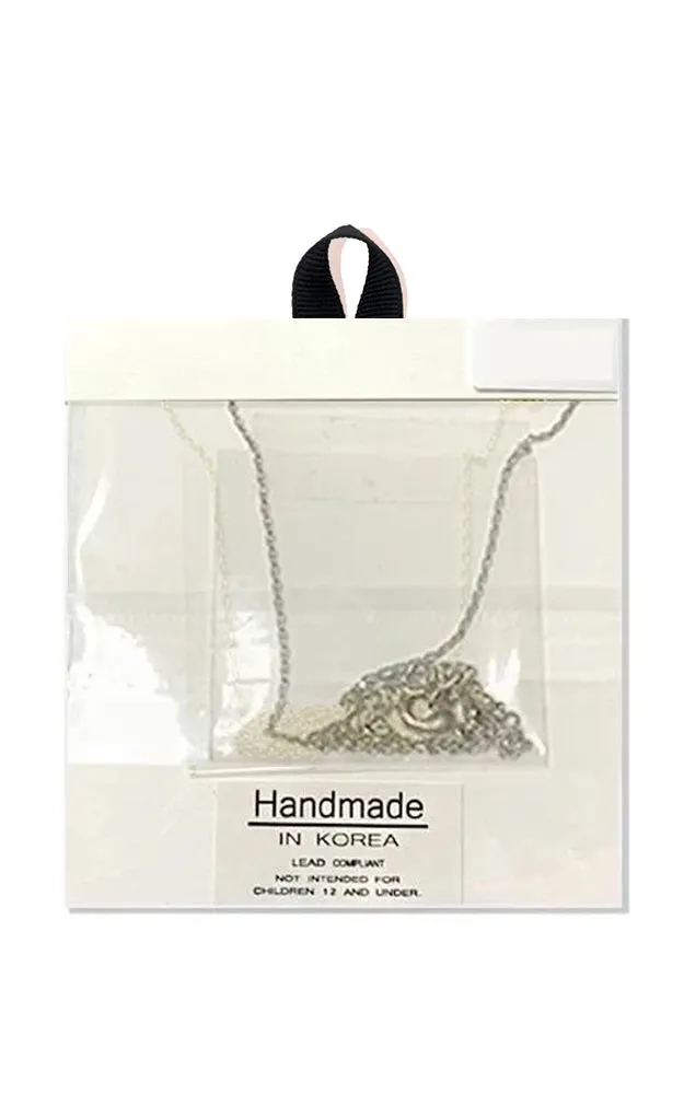 BANA077RH Rhodium "Story" Bar Pendant Necklace