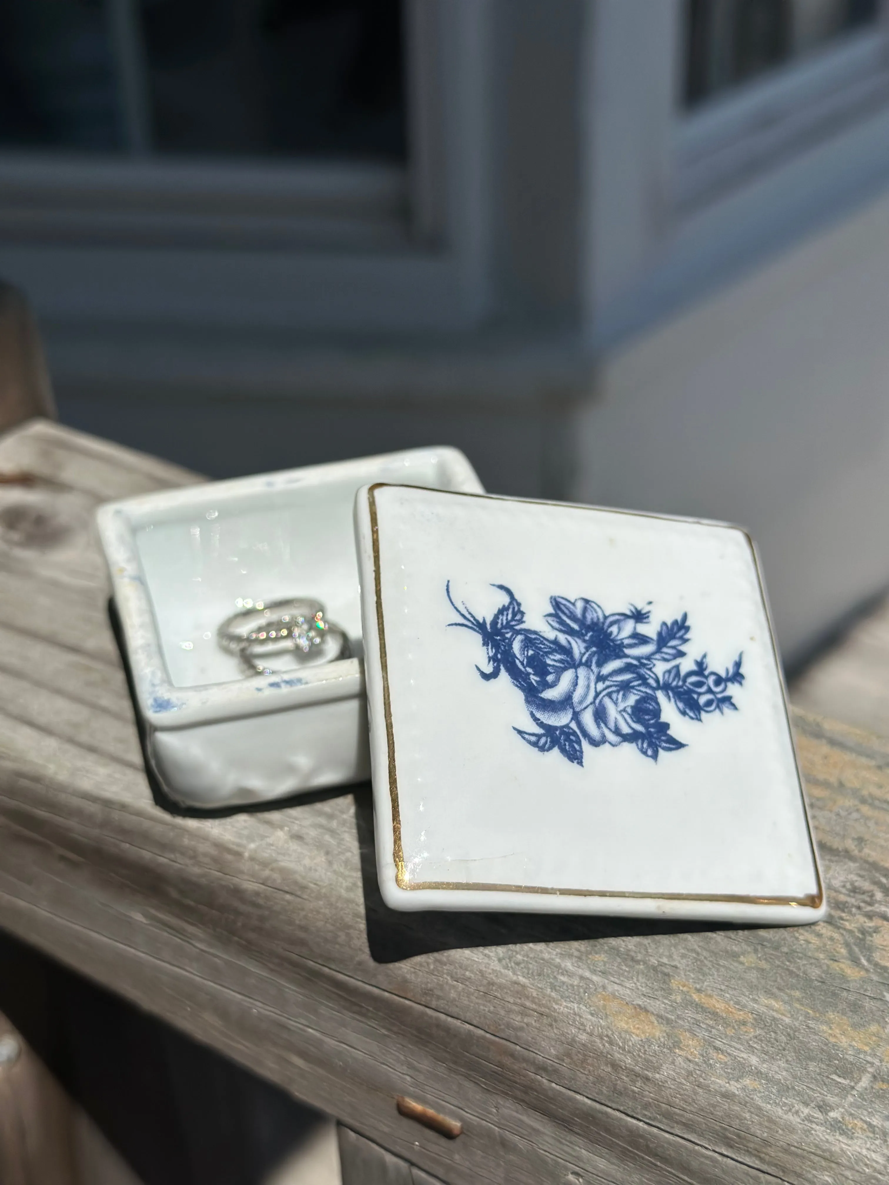 Blue Floral Trinket Dish