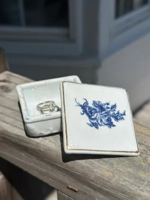 Blue Floral Trinket Dish