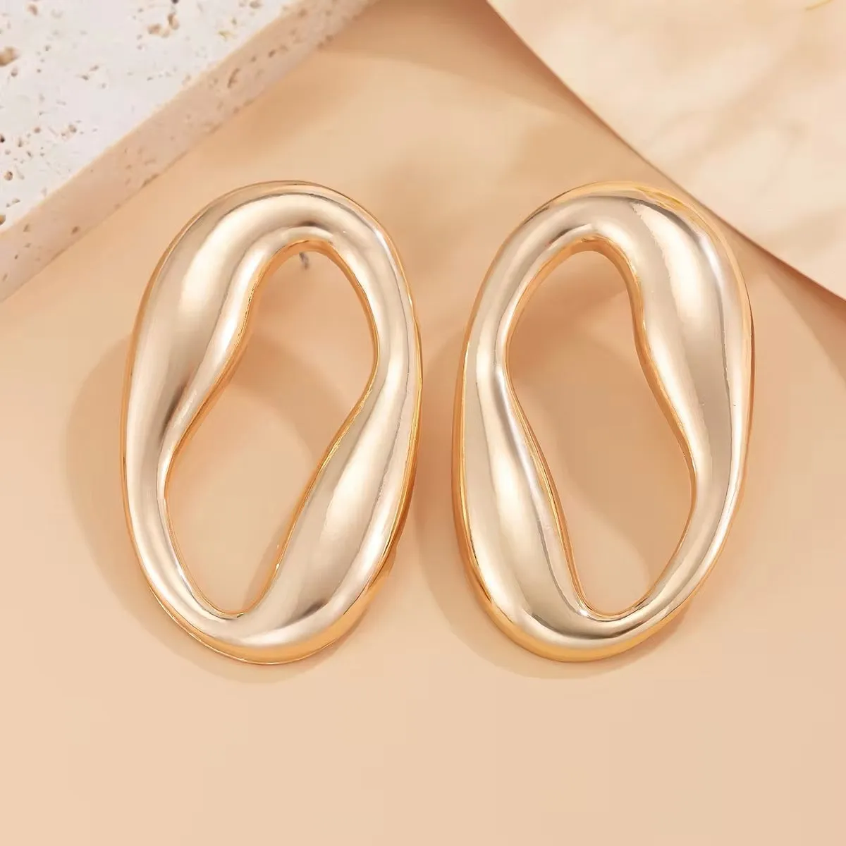 Creative Irregular Hollow Circle Metal Stud Earrings