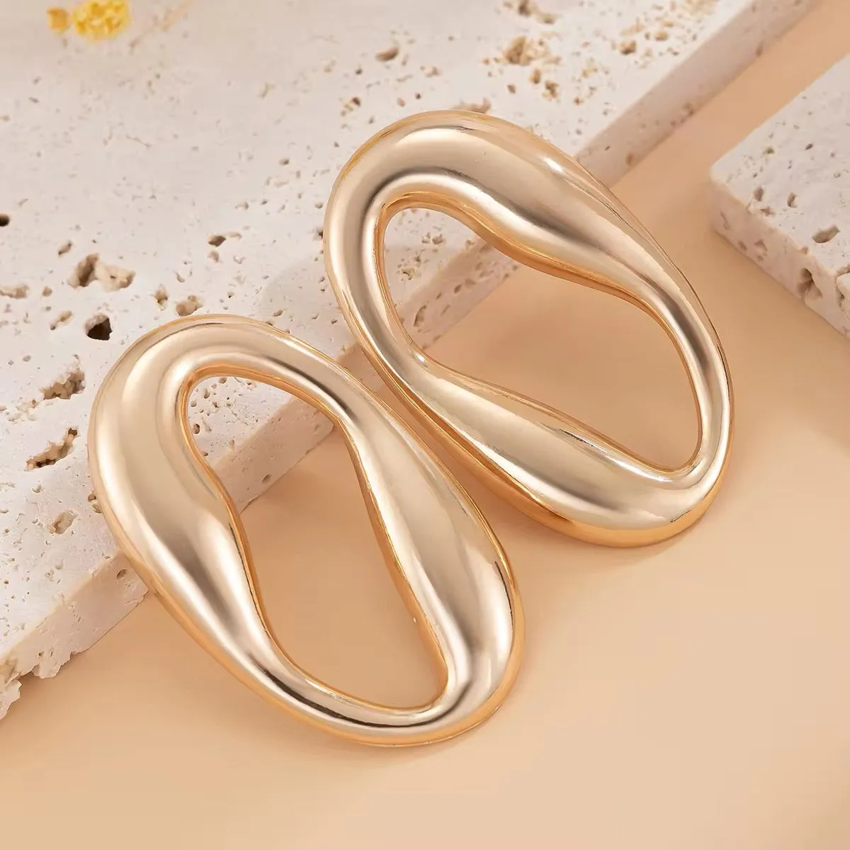 Creative Irregular Hollow Circle Metal Stud Earrings