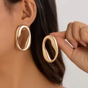 Creative Irregular Hollow Circle Metal Stud Earrings