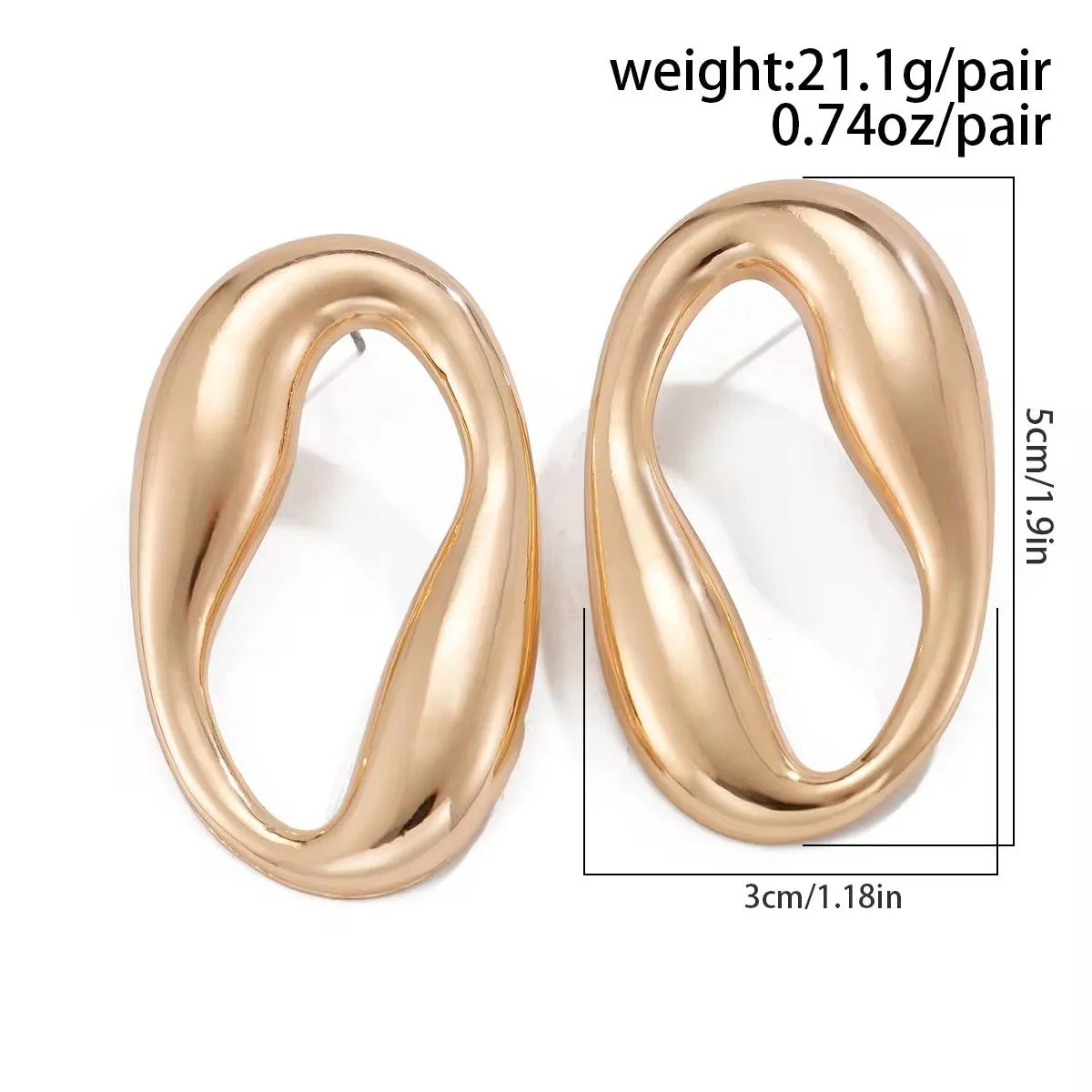 Creative Irregular Hollow Circle Metal Stud Earrings