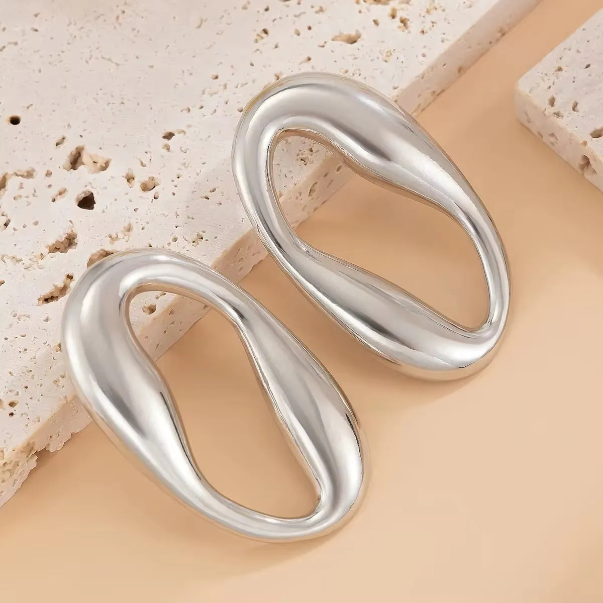 Creative Irregular Hollow Circle Metal Stud Earrings