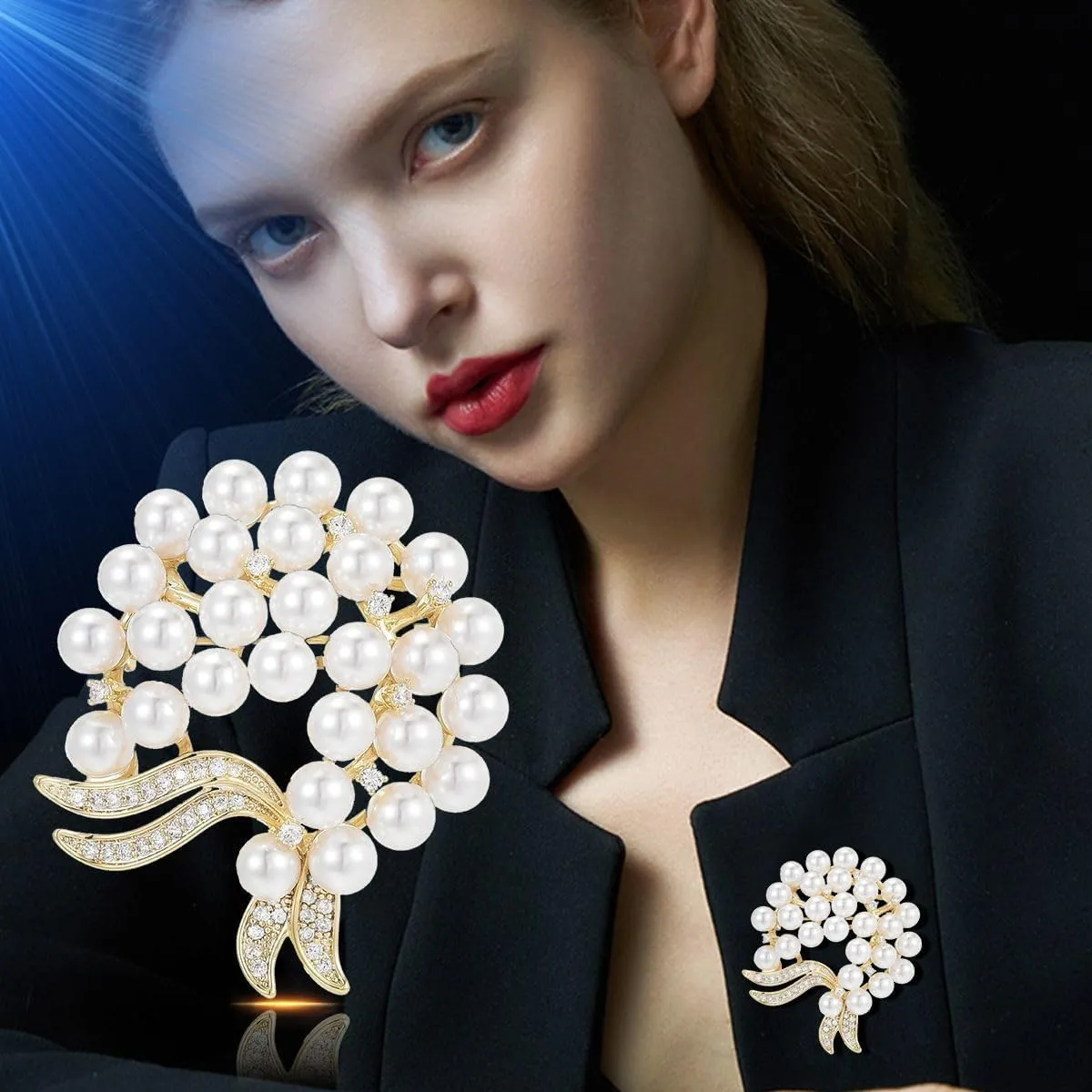 Flower Brooch Elegant Flower Brooch Pin Gold Flower Rhinestones Lapel Pin Wedding Jewelry Dress Accessories for Women