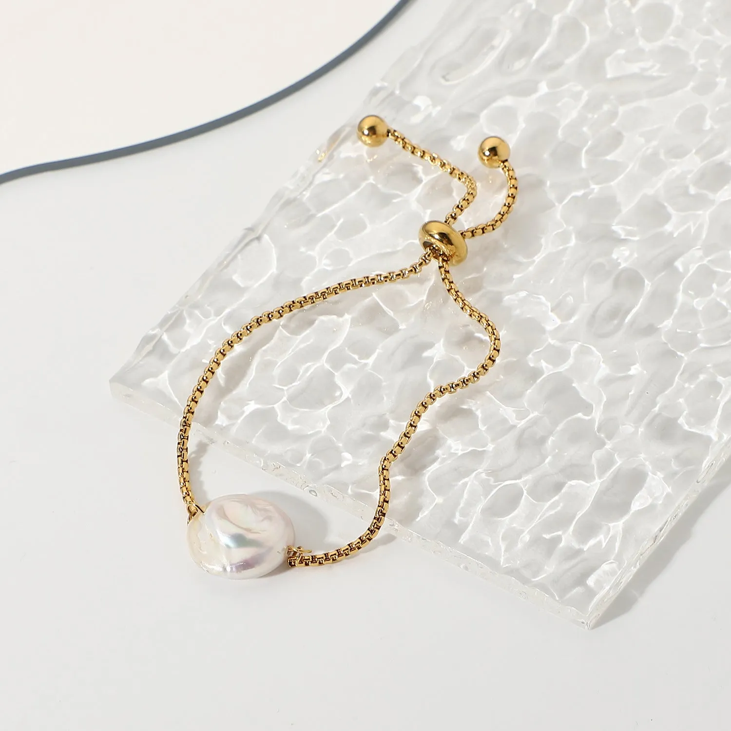 Freshwater Baroque Pearl Waterproof Jewelry Adjustable Bracelet
