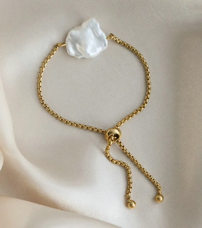Freshwater Baroque Pearl Waterproof Jewelry Adjustable Bracelet