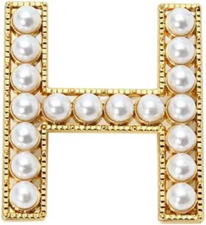 Gold Initial Letter A-Z Brooches Pins Simulated Pearl Beaded Alphabet Letter Brooches Pin for Women Men Clothing Decors Birthday Gift