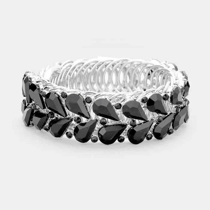 iLLASPARKZ Crystal Teardrop Cluster Adjustable Evening Bracelet