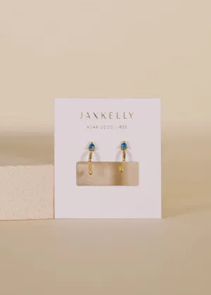 Jax Kelly Open Mini Hoop Earrings - 18k Gold - Blue Sapphire