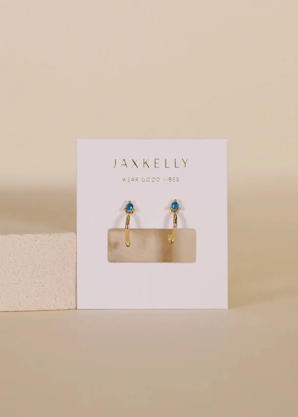 Jax Kelly Open Mini Hoop Earrings - 18k Gold - Blue Sapphire