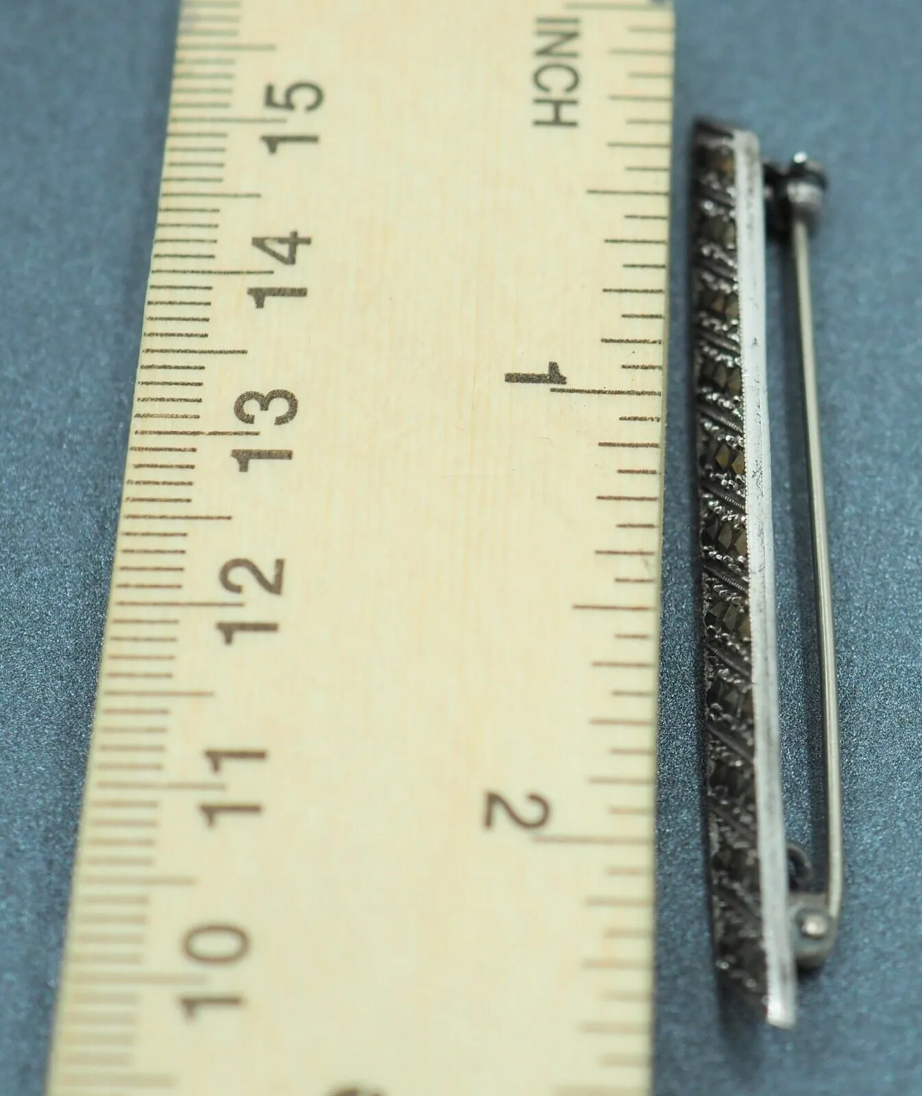Marcasite Sterling Silver Bar Brooch