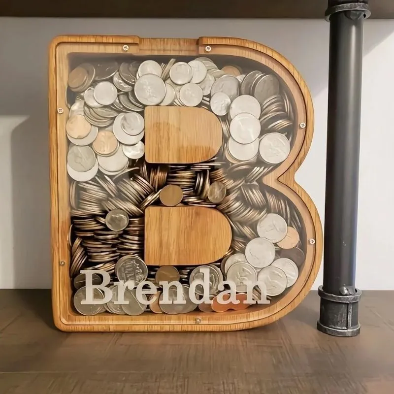 Personalized Wooden Letter Piggy Bank Buy 2 Free Shipping