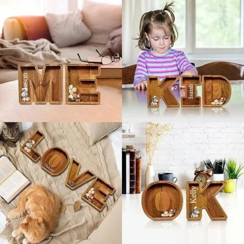 Personalized Wooden Letter Piggy Bank Buy 2 Free Shipping