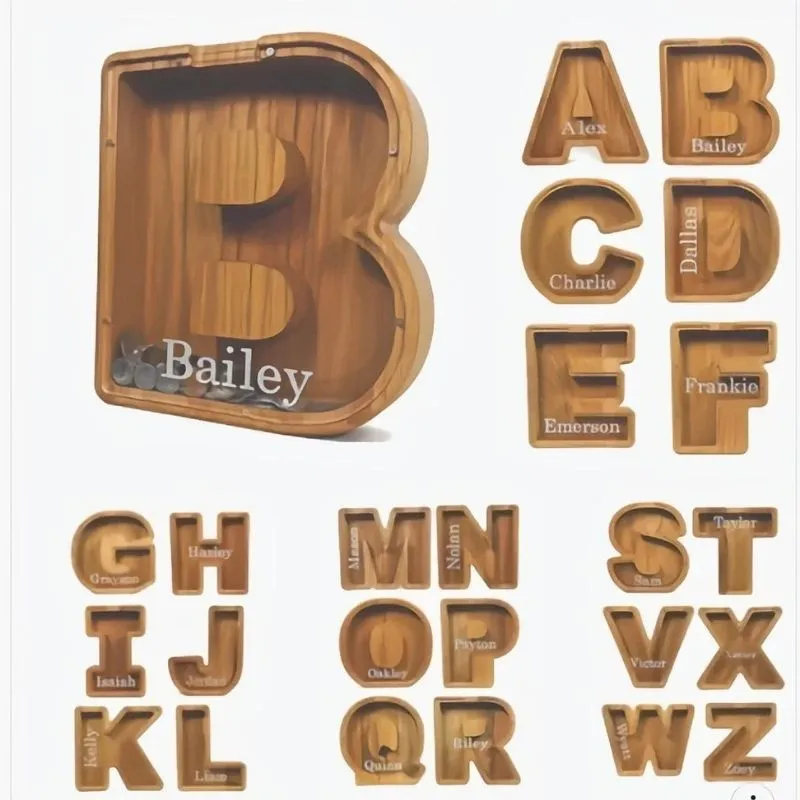 Personalized Wooden Letter Piggy Bank Buy 2 Free Shipping