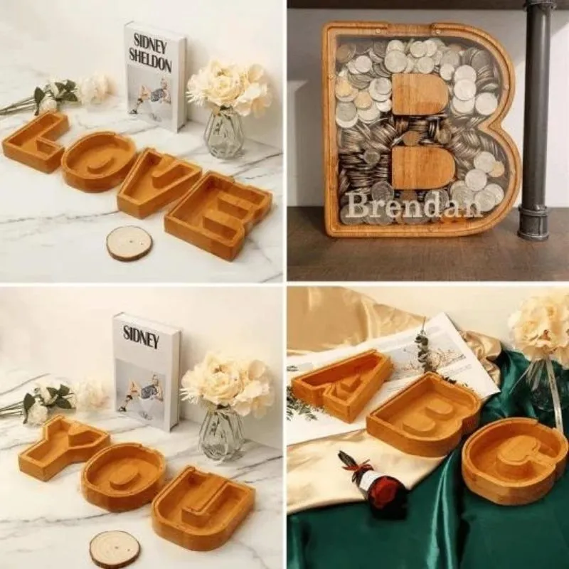 Personalized Wooden Letter Piggy Bank Buy 2 Free Shipping