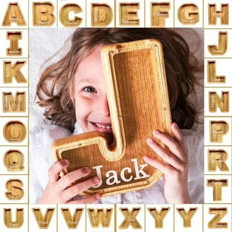 Personalized Wooden Letter Piggy Bank Buy 2 Free Shipping