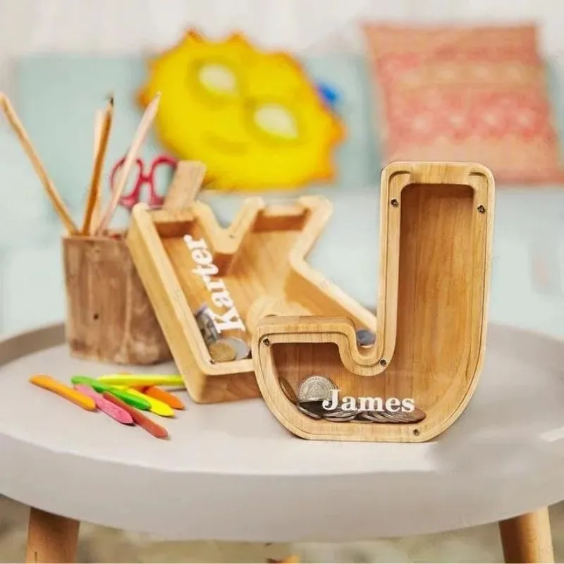 Personalized Wooden Letter Piggy Bank Buy 2 Free Shipping