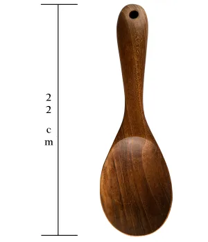 Single Teak Wood Spoon perforated quick drain SPATULA G Kitchen Utensil