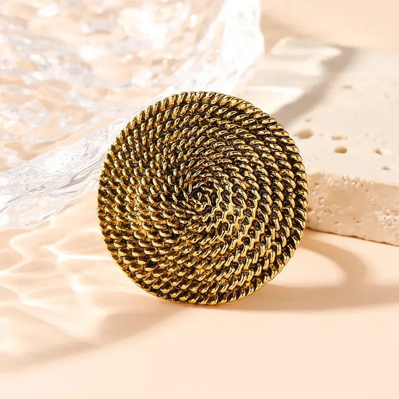 Vintage Gold Round Spiral Open Ring