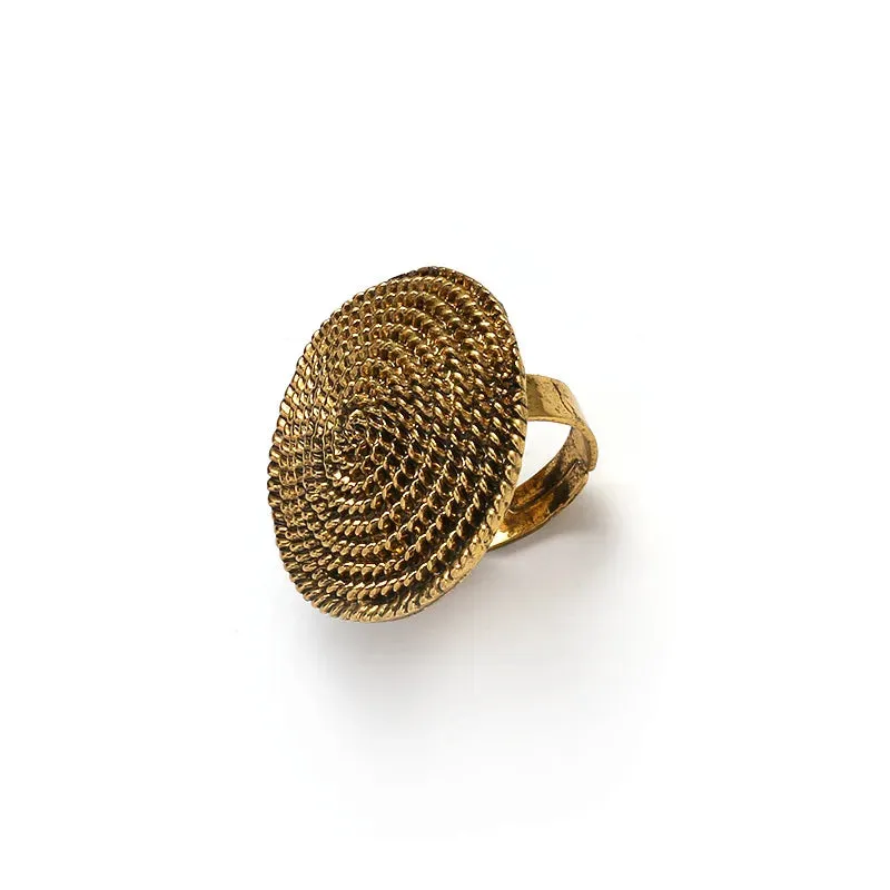 Vintage Gold Round Spiral Open Ring