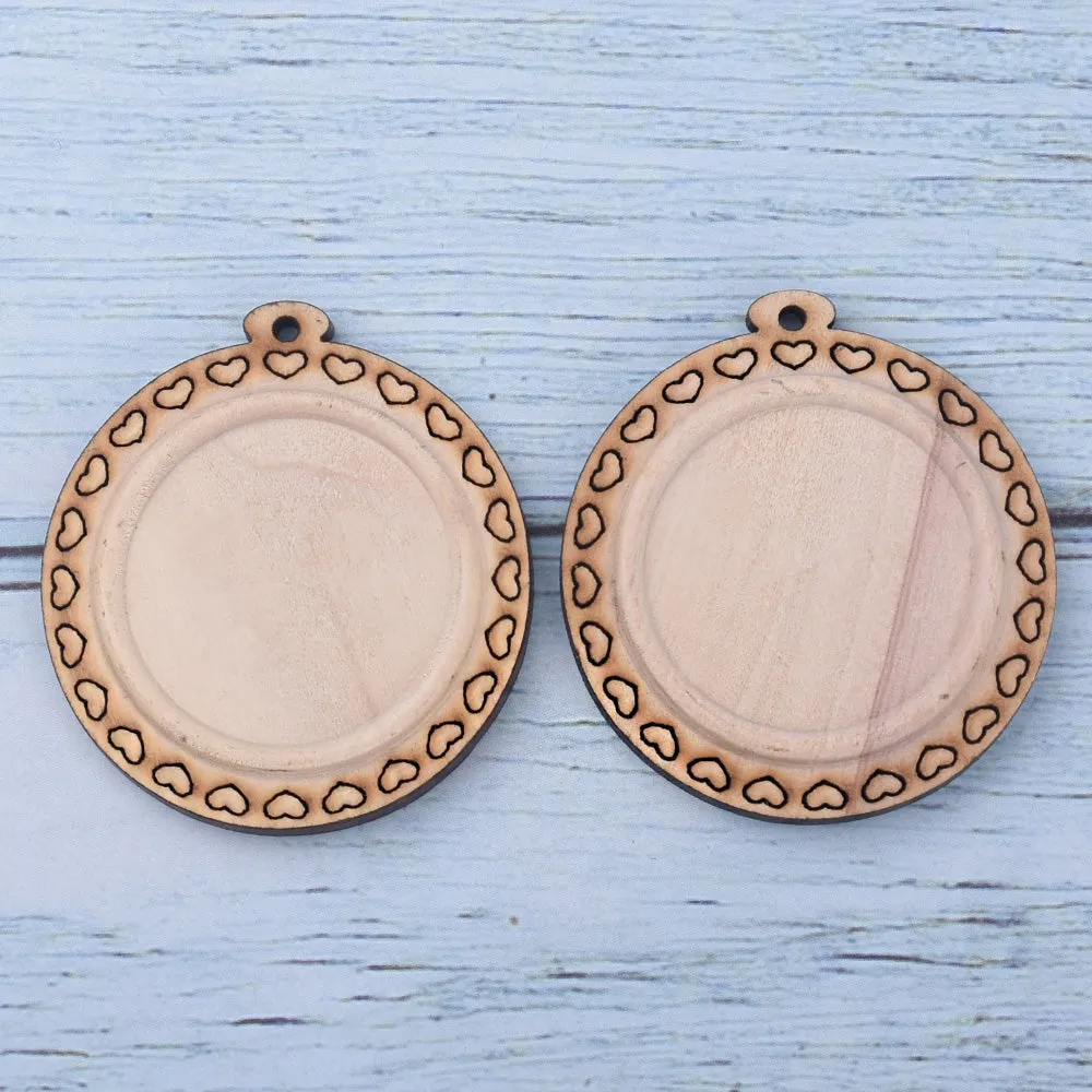 Wooden Pendant Tray base blank Round/Square/Oval Base Bezels Trays Jewelry Accessories 10pcs 102486
