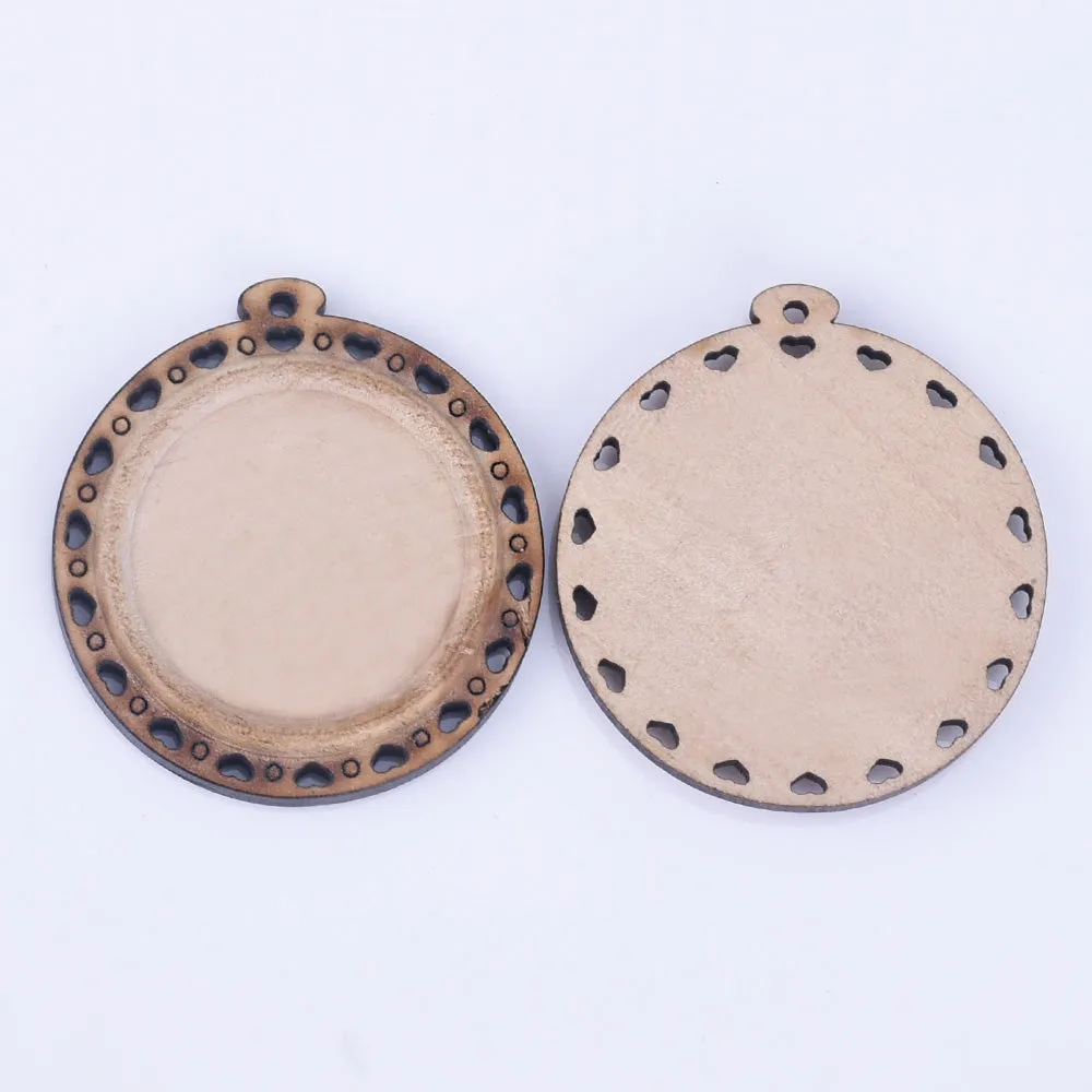 Wooden Pendant Tray base blank Round/Square/Oval Base Bezels Trays Jewelry Accessories 10pcs 102486
