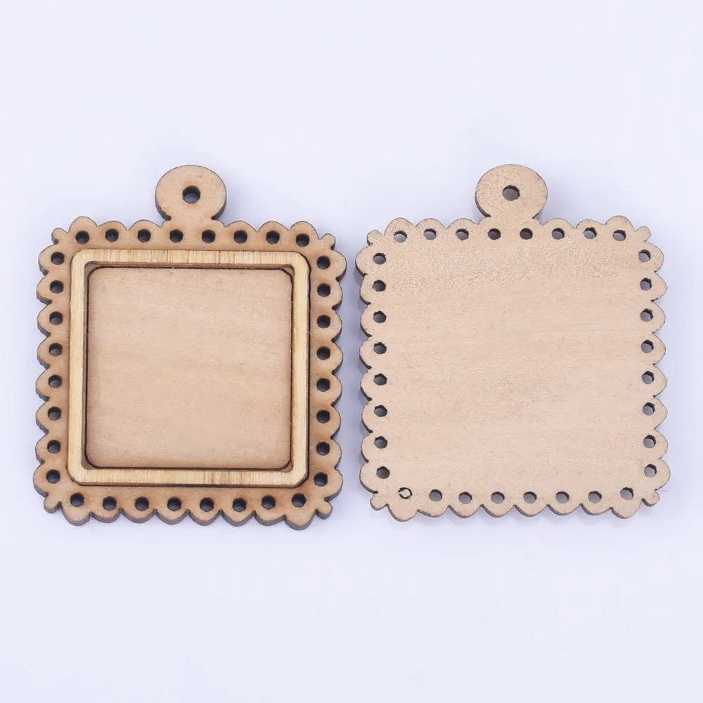 Wooden Pendant Tray base blank Round/Square/Oval Base Bezels Trays Jewelry Accessories 10pcs 102486