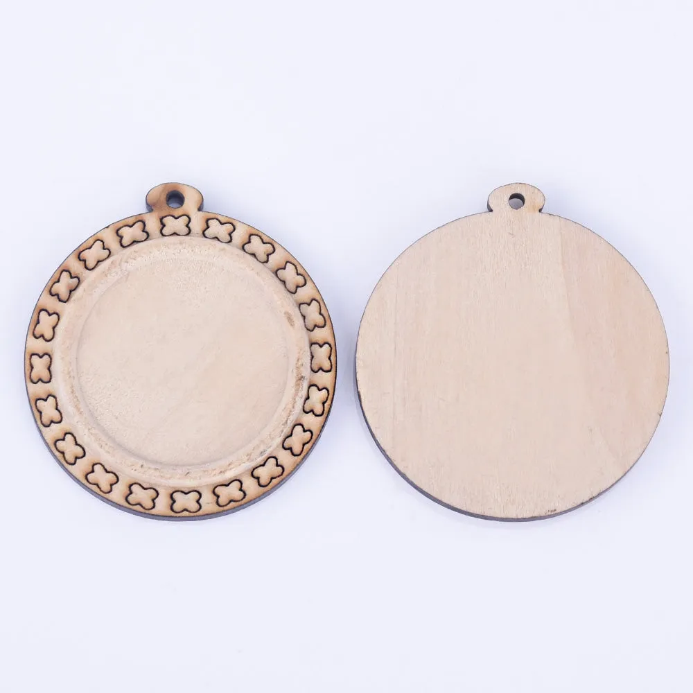 Wooden Pendant Tray base blank Round/Square/Oval Base Bezels Trays Jewelry Accessories 10pcs 102486