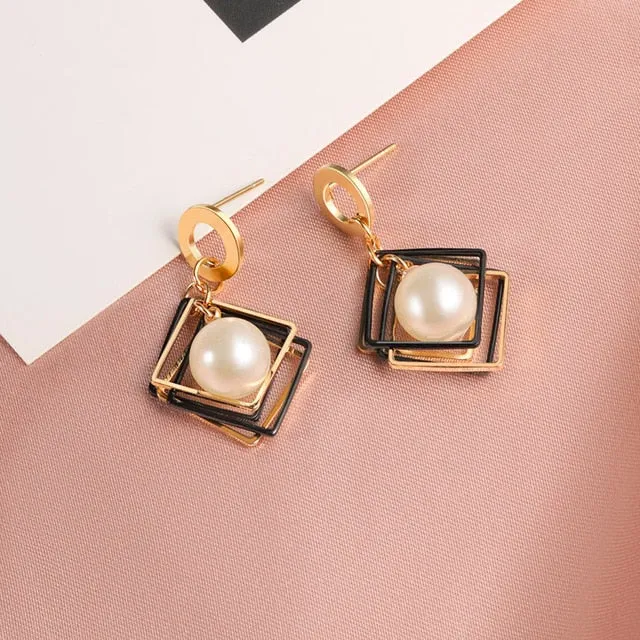 X&P New Fashion Round Dangle Drop Korean Earrings For Women Geometric Round Heart Gold Earring Wedding 2021 kolczyki Jewelry